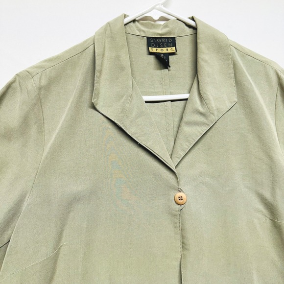 Sigrid Olsen Sport Sage Green Business Casual Jacket Linen Blend Women's 14 - Picture 5 of 15